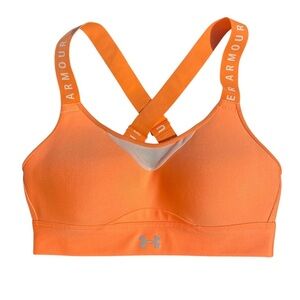 Under Armour infinity high sports bra padded workout run orange XS